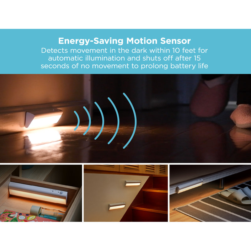 White Battery Operated 9'' LED Under Cabinet Light Bar Kit