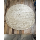 Diano Hand-Woven Shaggy Handmade Polyester Pile Area Rug with Brown, White, Silver Accents