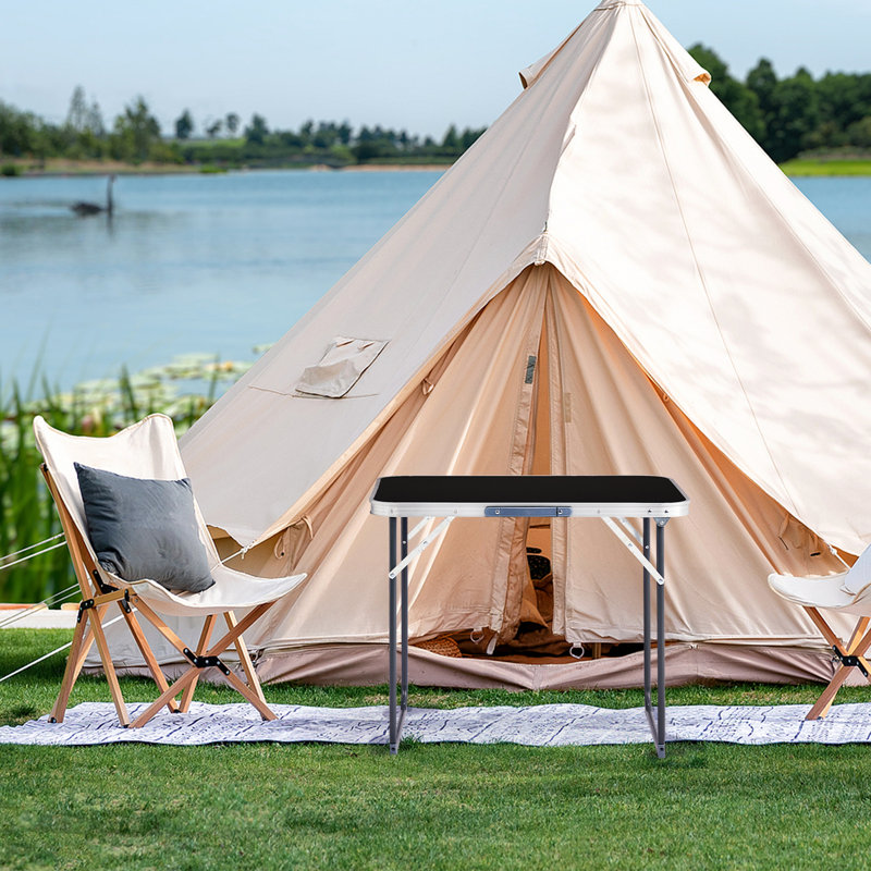 Table de camping pliante en aluminium 2,3 pi noir