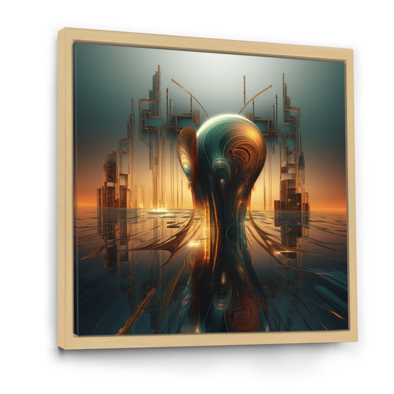 «AI Robot Dreams Of Singularity I», reproduction d'art sur toile, H 30 po x l 30 po x P 1 po, Cadre naturel flottant