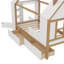 Lit plateforme simple avec tiroirs, lit maison en bois massif avec tablettes, conception enfantine, blanc et naturel-799560664