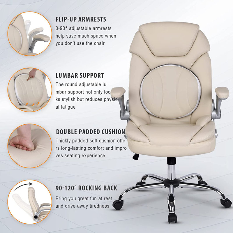 Fauteuil de direction ergonomique en similicuir, Beige