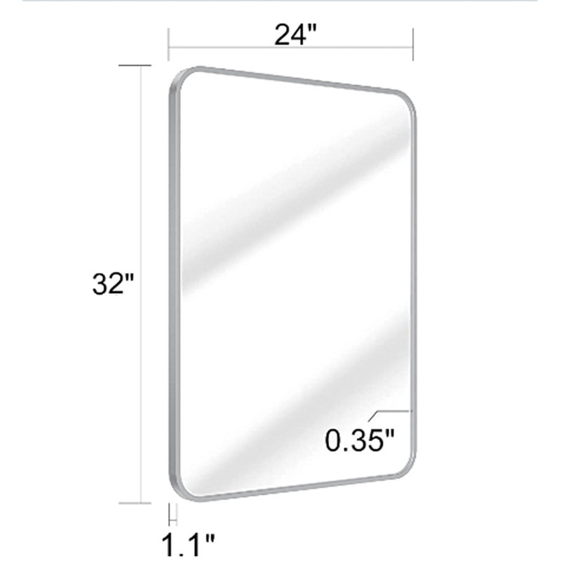 Donko Metal Rectangle Wall Mirror, Silver, 24" x 32"