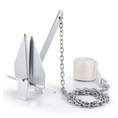 Fluke Style Anchor Kit, 8.5 LBS Hot-Dipped Galvanized Steel Fluke Anchor With 7.9' Chain, 75' Rope And Two 0.4" Shackles, Marine Boat Anchor For Small Vessels Under 18', Seas, Rivers And Shores