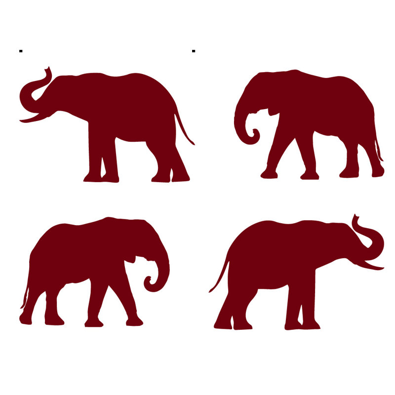 Décalcomanie murale motif éléphant, Bourgogne, H 4 po x l 6 po x P 0,01 po