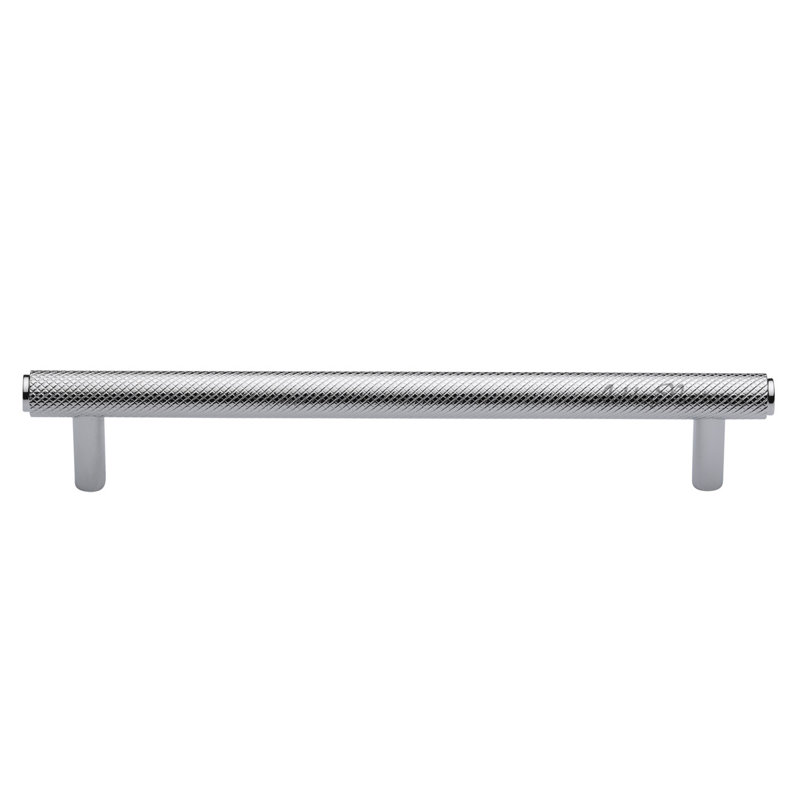 Poignée d'armoire moletée bâloise, Chrome poli, 6"