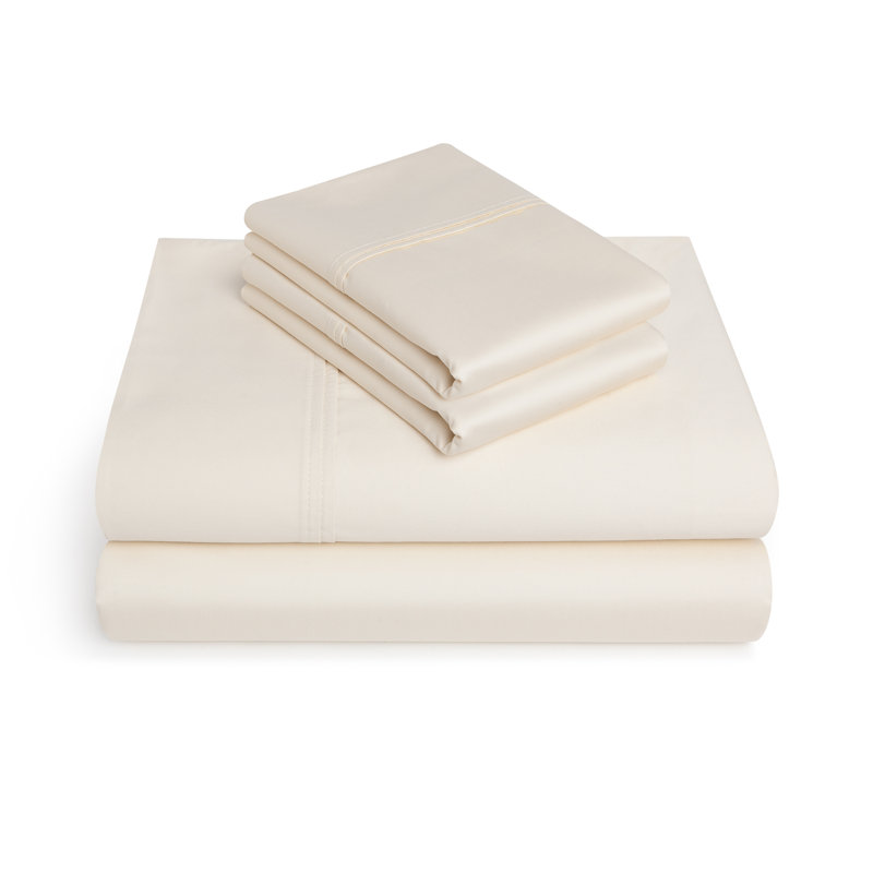 100% Cotton Sheet Set, Ivory, Queen Sheet Set + 1 Fitted Sheet + 2 Pillowcases