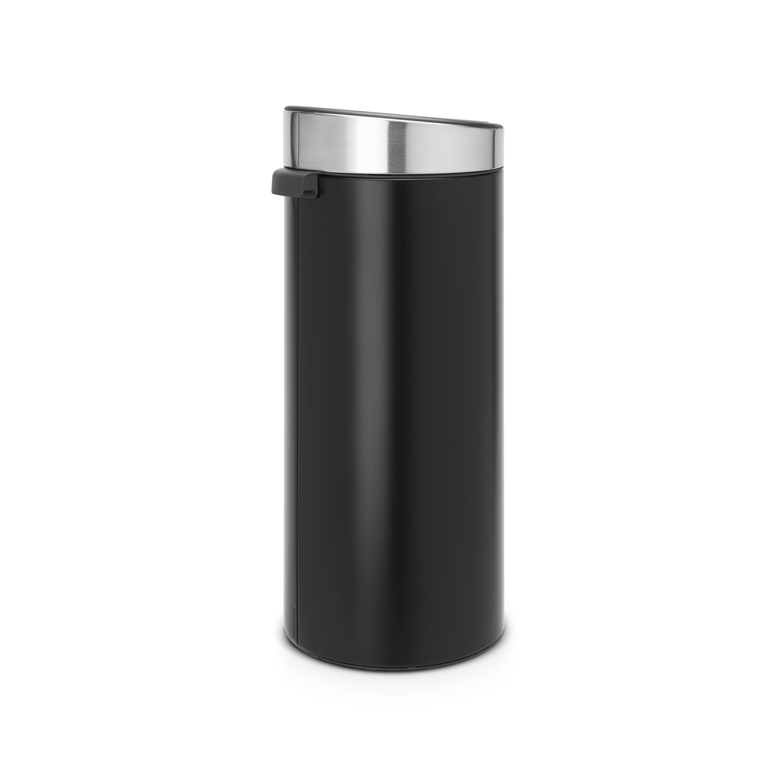 Brabantia 8gal Touch Top Trash Can, Matte Black/Silver