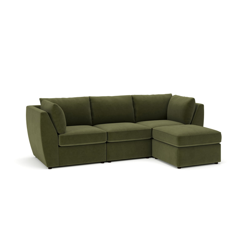 Halson 4-PC Modular Upholstered Sofa With Ottoman, Bella Forest