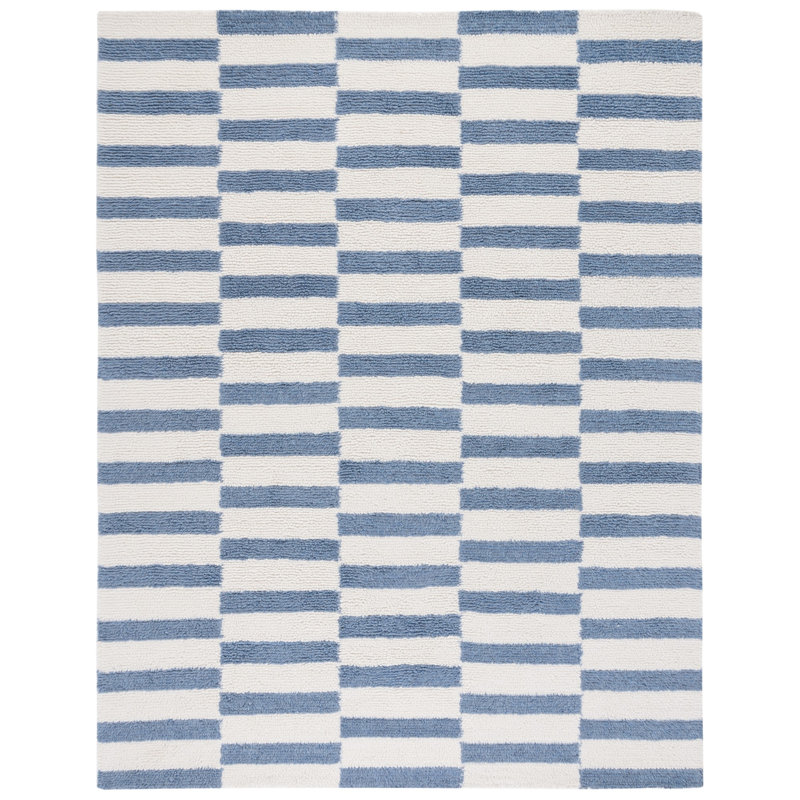 Aily Hand Tufted New Zealand Wool And Cotton With Latex Geometric Rug, Rectangle 5' x 8'