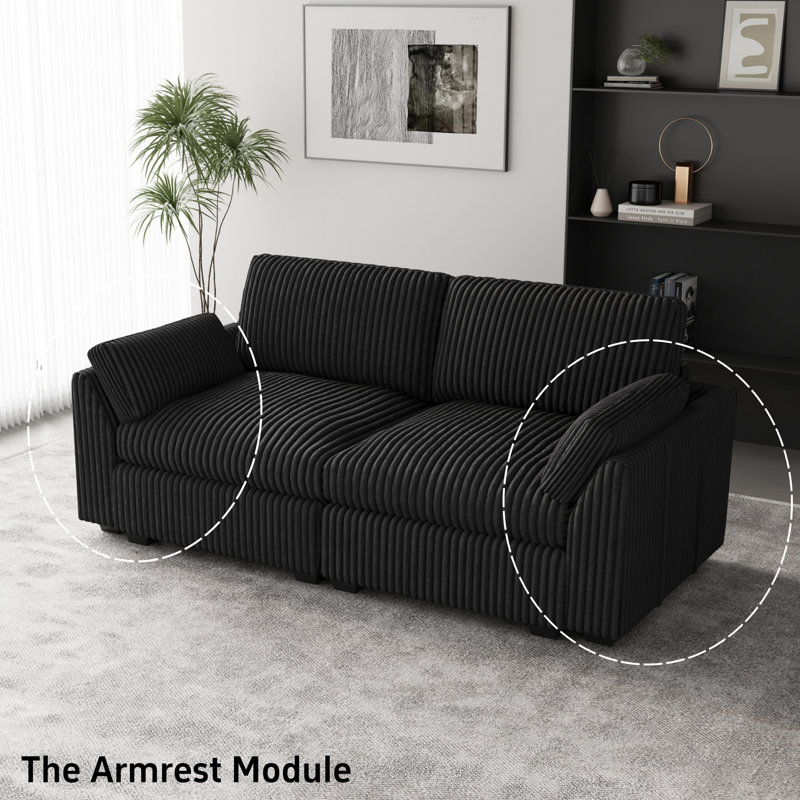 Canapé modulaire Caryn, Noir