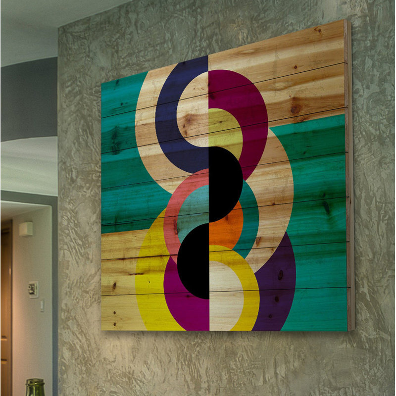 « modular future », reproduction d’art sur bois de pin naturel, H 32 po x l 32 po x P 1,5 po