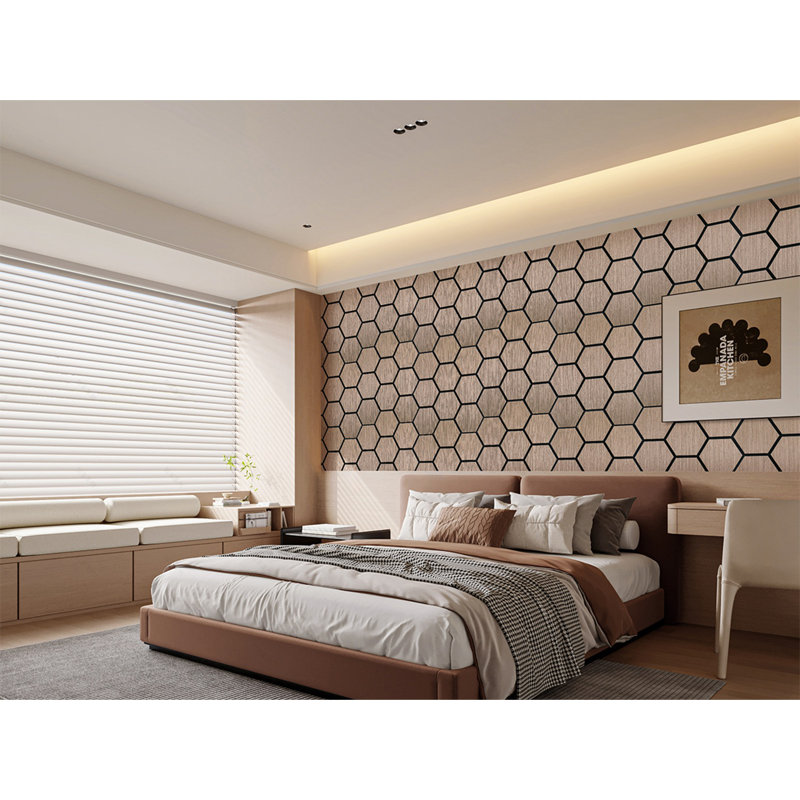 Ensemble de 4 panneaux muraux acoustique - Panneau mural à lattes de bois auto-adhésif 3D - Panneaux insonorisants auto-adhésifs pour réduire le bruit - Décoration murale pour la maison et le bureau