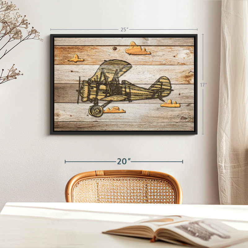 Caricature d'un avion sur toile, H 17 po x l 25 po