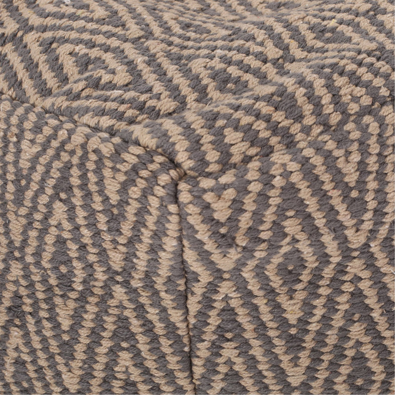 Hand - Loomed Cotton Pouf（ONLY OTTOMAN), Brown
