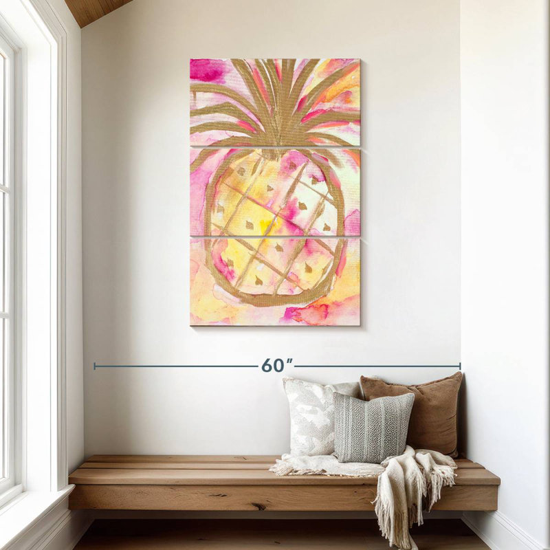 Pink Gold Pineapple, 45" H x 28" W