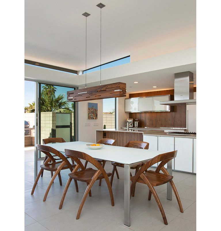 Aeris Linear LED Pendant - 3500K, 8" H x 54" W x 6" D, Oiled Walnut, Brushed Aluminum