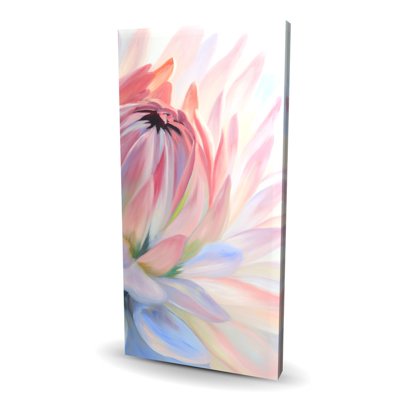 Lotus fleur pastel - toile botanique pour la décoration intérieure, H 48 po x l 24 po