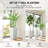 22.8 Inch Tall Planters for Outdoor Plants, Set of 3 Plastic Flower Pots with Stone Finish and Wheels, Stackable Tapered Planters with Drainage Hole for Indoor Plants, Front Porch, White-976782117