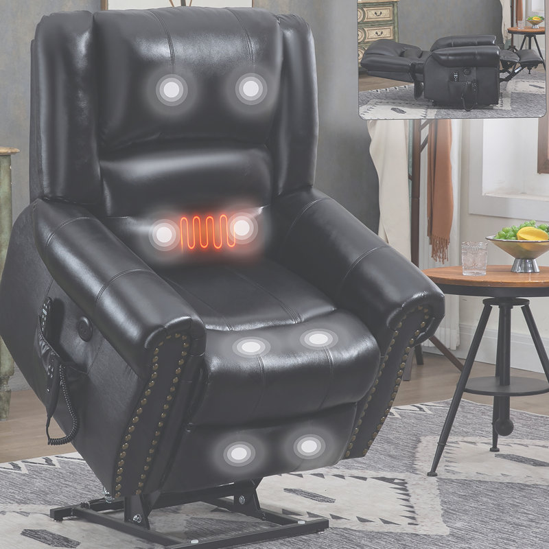 Fauteuil inclinable électrique Power Massage, Similicuir noir