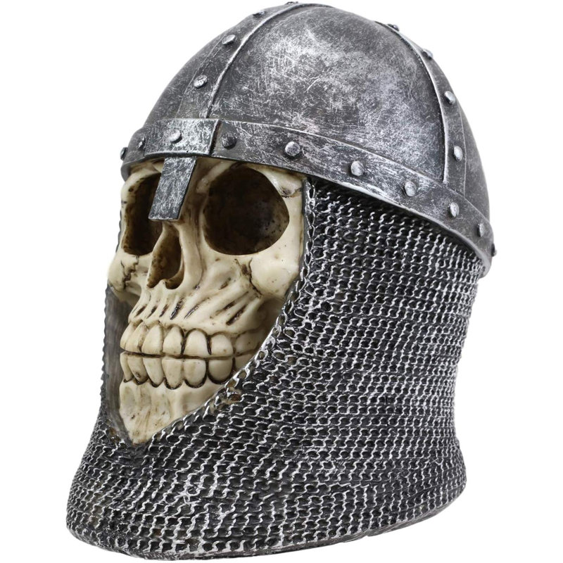 Medieval Knight Skull with Helmet and Head