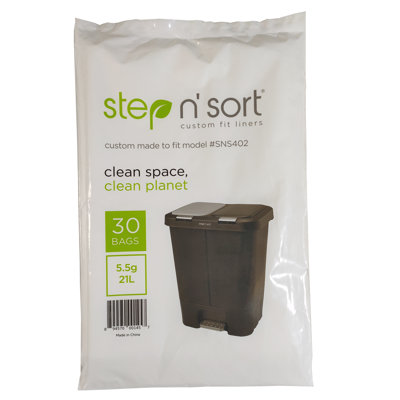 20L Custom Fit Bin Liners for Step N' Sort Dual Recycling Bin, 30 Pack (5.3 Gallon)