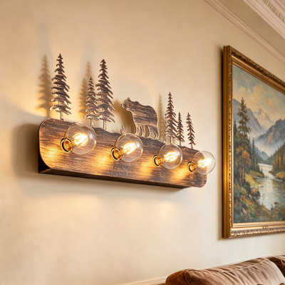 Rustic Bathroom Light Fixtures, 4 Lights Farmhouse Wall Lighting For Mirror Cabinets, Powder Room, Living Room