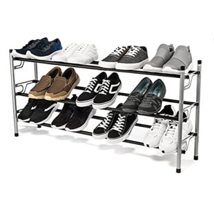 Gymax Patented 7-Tier Double Shoe Rack Free Standing Shelf Storage Tower  Rustic Brown