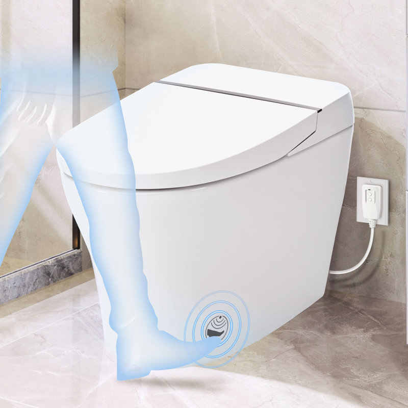 Compact Dual Flush Toilet With Self-Cleaning Wand, Foot Sensor Flush, White Night , Knob Control, Cold Water Wash, Strong Soft Close, , Immaculate Smart 1/1.28 ,
