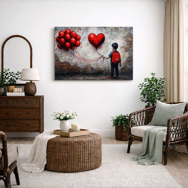 «Love ballons», graffiti, impression sur toile, impression sur toile encadrée, H 12 po x l 18 po x P 1,5 po, Wrapped Canvas
