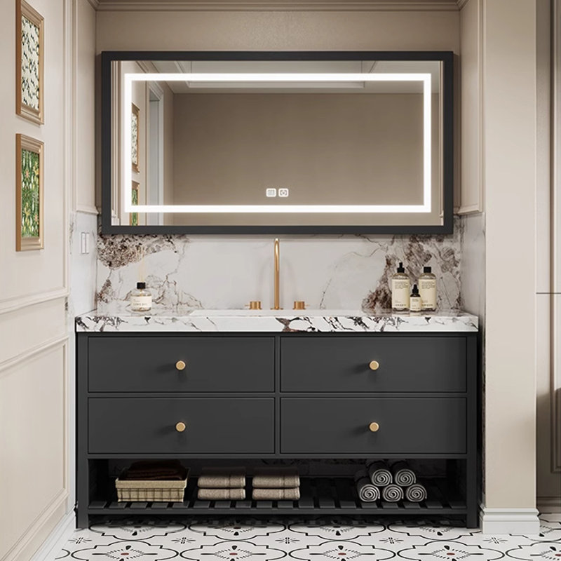 Modern fashion simple bathroom cabinet, 33.5" H x 47.2" W x 21.7" D, Dark Gray