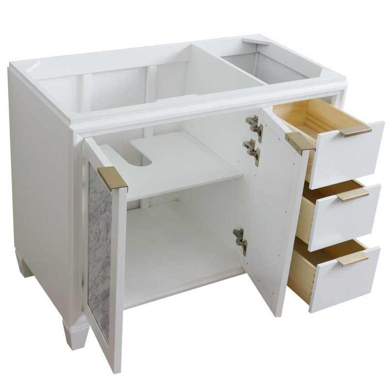 Base de meuble-lavabo simple 42 po avec miroir Schreck, Blanc