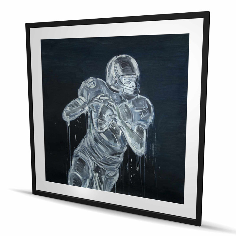 Imprimé mat encadré de joueur de football | Décoration intérieure, H 48 po x l 48 po, Noir