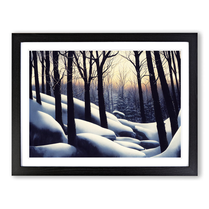 Gentle Winter Forest - Single Picture Frame Print, 25cm H x 34cm W x 2cm D, Black Framed