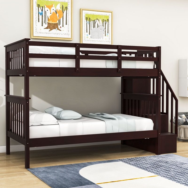 Dayu Kids Twin Over Twin Bunk Bed, Espresso