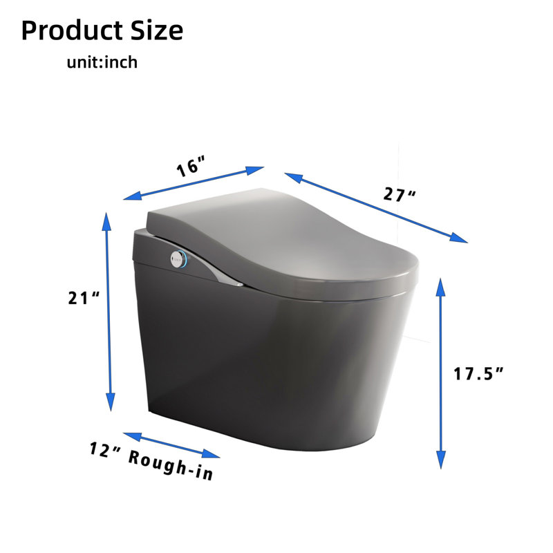 Modern Intelligent Toilet Without Water Tank, With Bidet, Automatic Flushing, Automatic Opening/Closing, Foam Shielding Function, Matte Gray