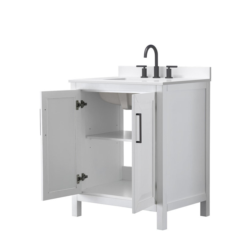 Daria 30'' W Vanity, White, Matte Black, Giotto Quartz
