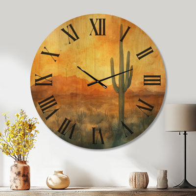 Grande horloge murale en bois Scenic - Golden Desert Light