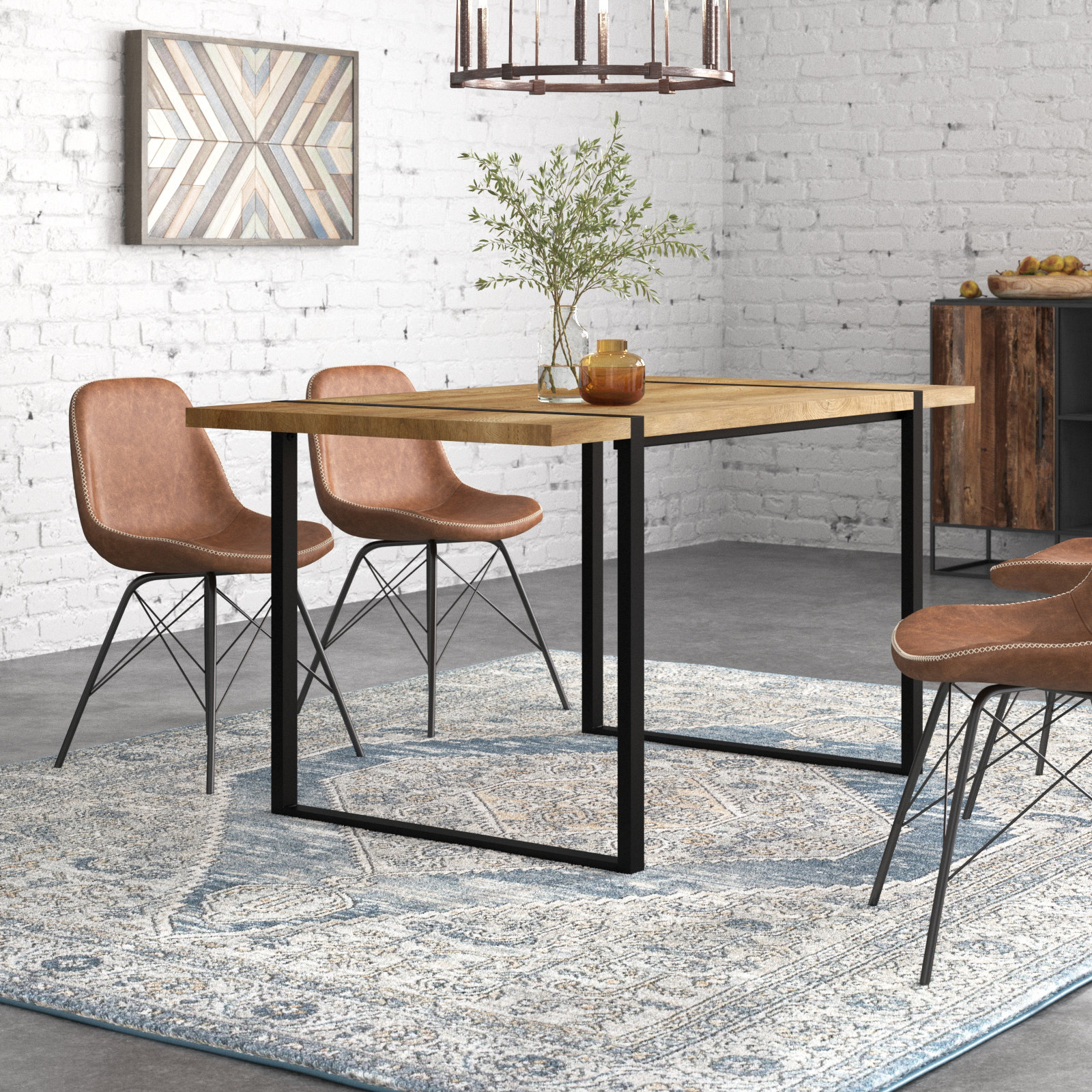 Steelside™ Dustin Metal Base Dining Table & Reviews | Wayfair