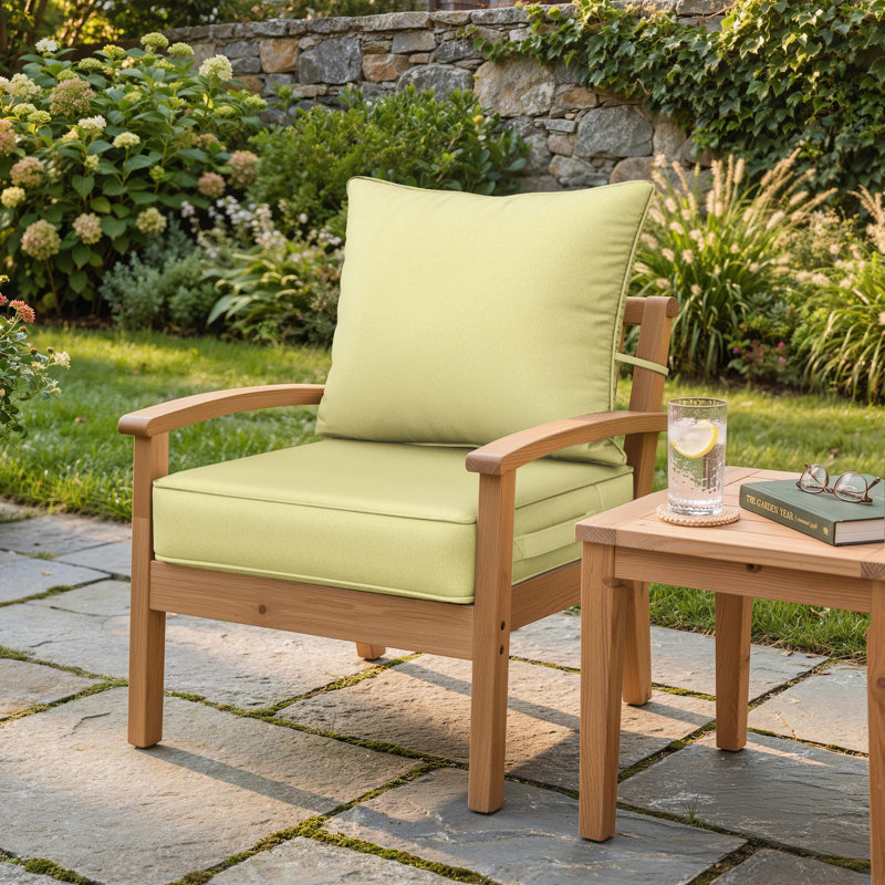 Ensemble de coussins de siège d'extérieur Wynee, 19" W x 19" D, 4", Jaune clair