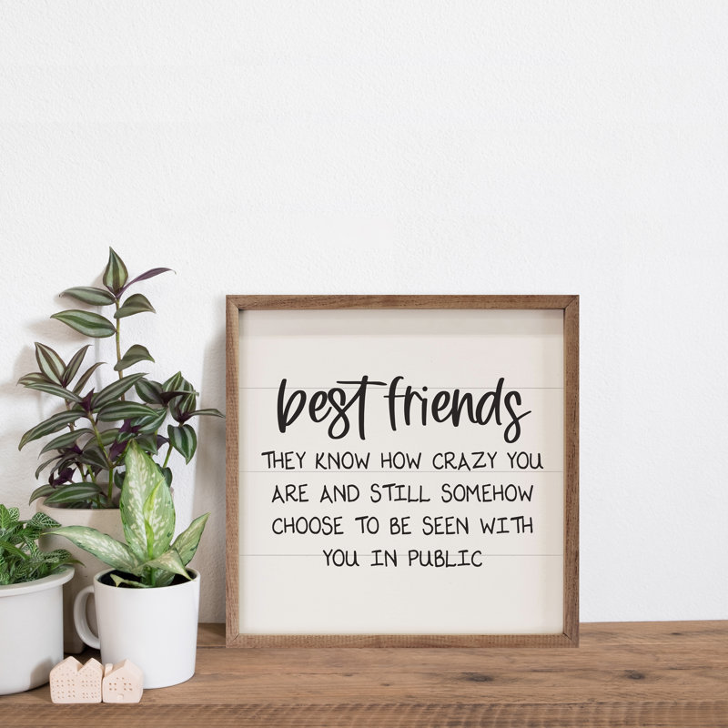 Best Friends Crazy - blanc, H 16 po x l 16 po x P 1 po