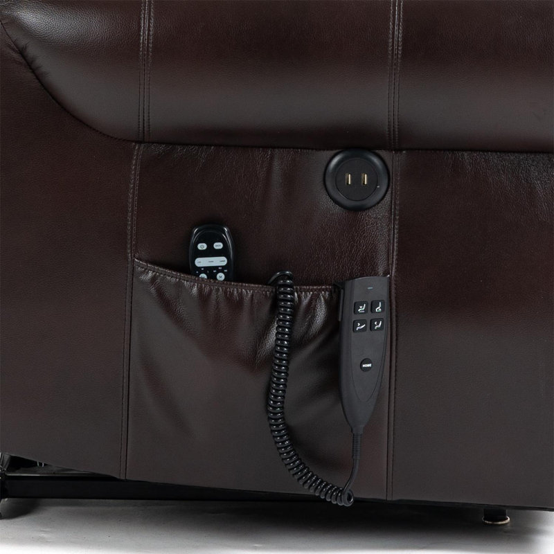 Fauteuil inclinable électrique en cuir Kyrian, Similicuir brun