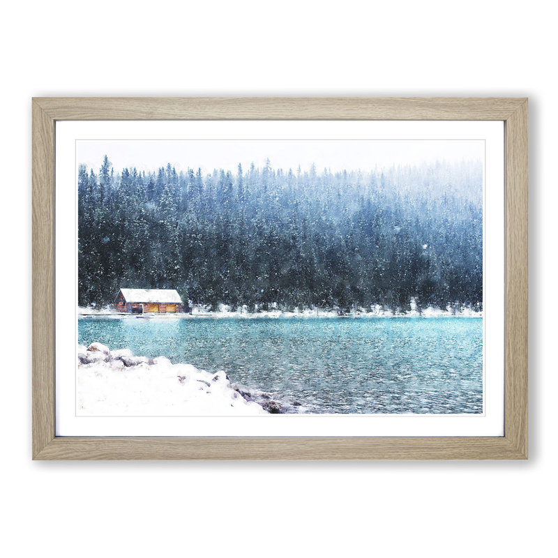 Lake Louise in Banff Canada - Picture Frame Painting Print on MDF, 24cm H x 33cm W x 2cm D, Oak Framed