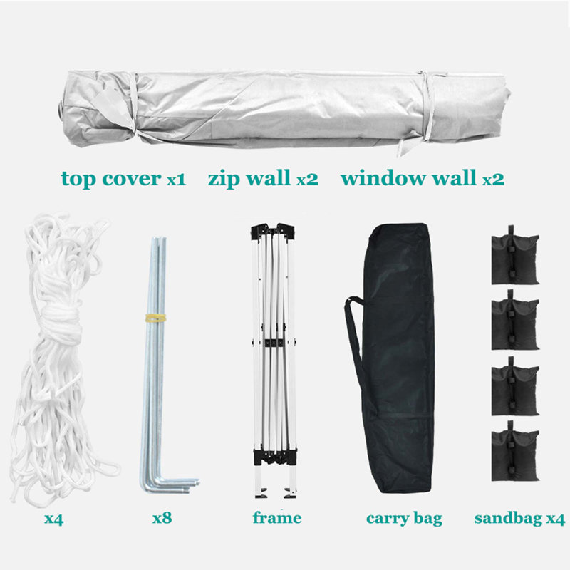 10'X10' Folding Canopy With 4 Removable Sidewalls Outdoor Event Shelter UPF 50+ Gazebo Portable Tents For Parties Beach Camping Wedding EZ Pop Up Canopy 4Pcs Weight Bag + Carry Bag