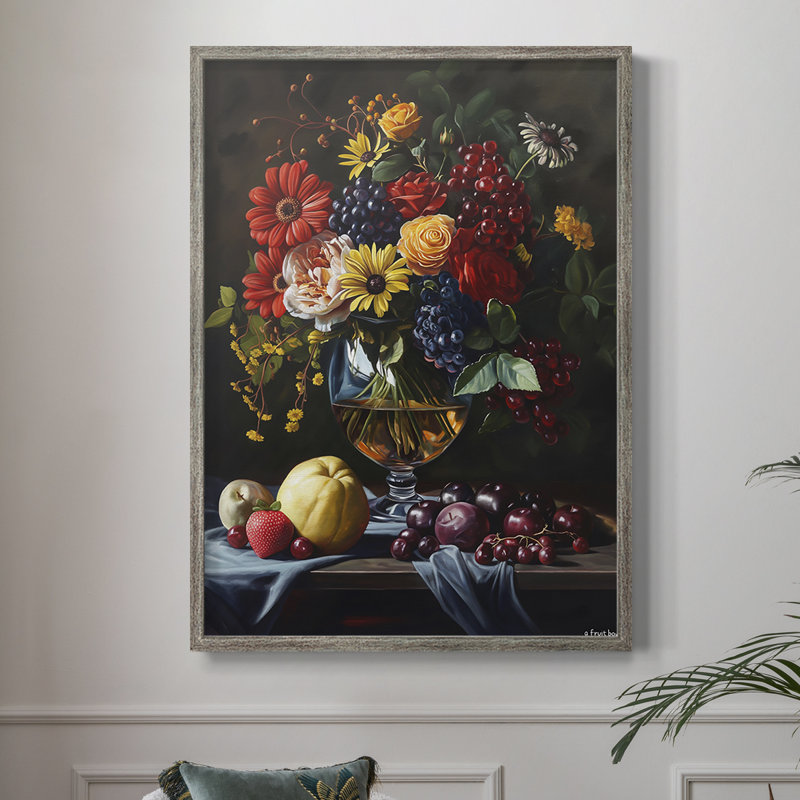 Reproduction encadrée FLORAL Series DCCxxxix - bois massif, H 30 po x l 24 po
