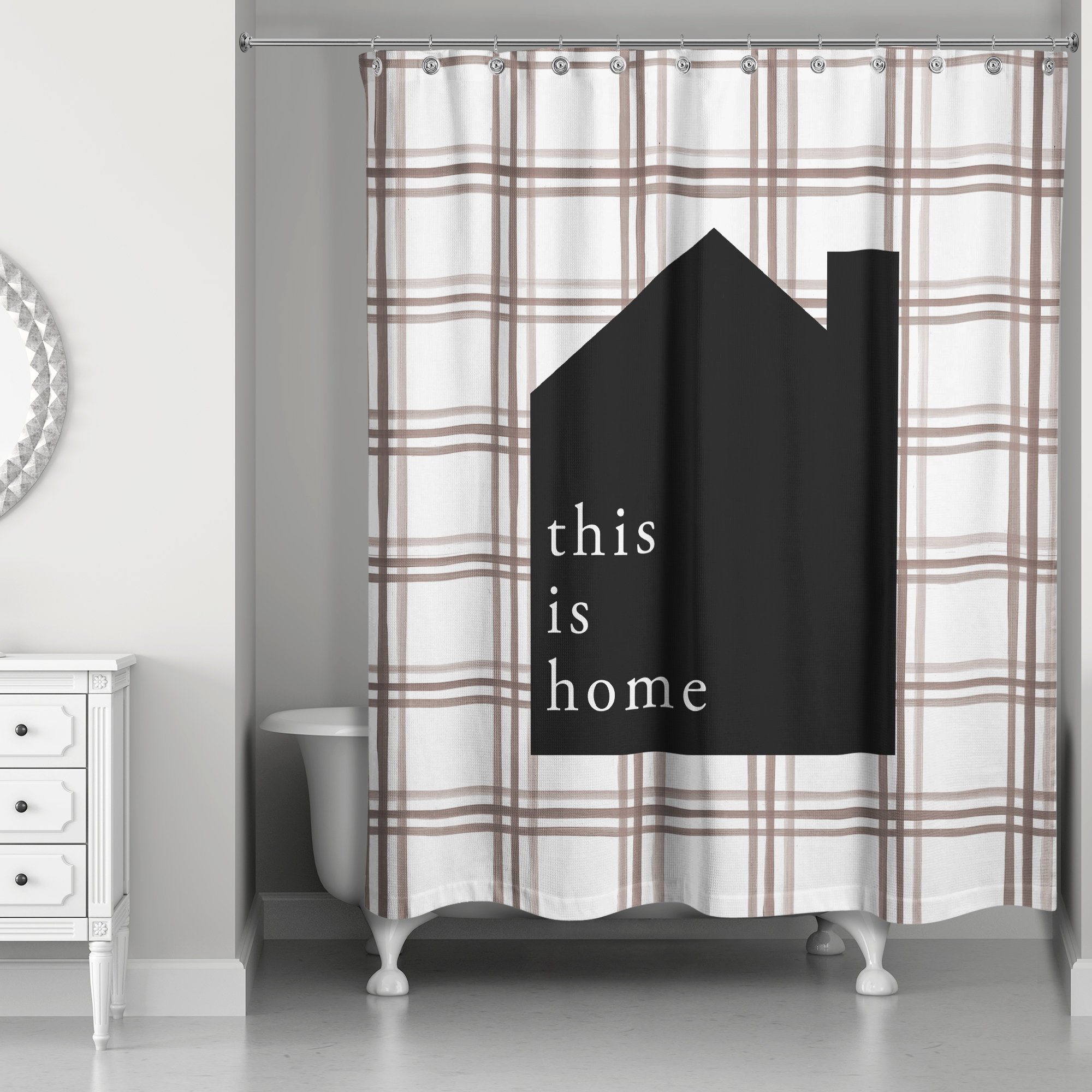 Gracie Oaks Wille Plaid Shower Curtain | Wayfair