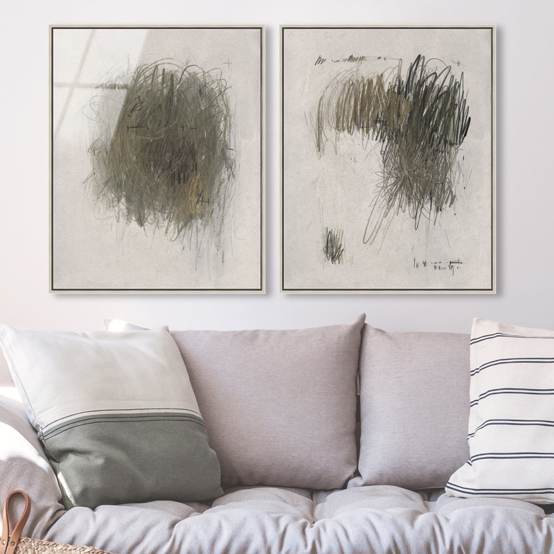 Modernist Sketch Set Set by Oliver Gal, 21"H x 25"W, Silver Floater Frame