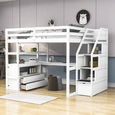 Lit mezzanine pour enfant avec tiroirs Casandra