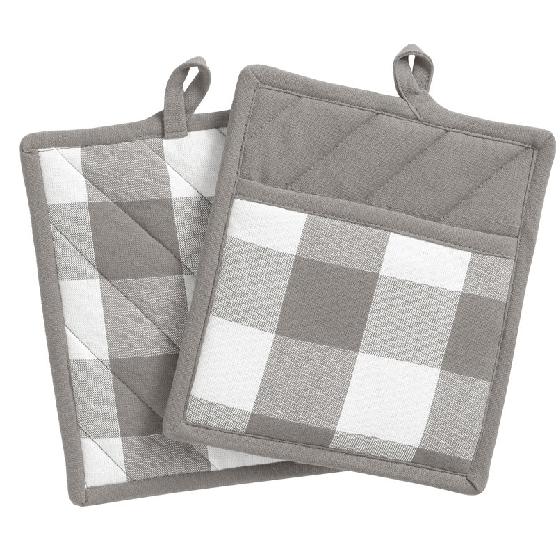 Poignée 2 pièces Skookum Farmhouse Living Buffalo Check, Gris