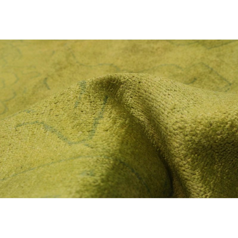 One of kind Hand-Knotted Vibrance Lime Rug 7'10" x 9'10"